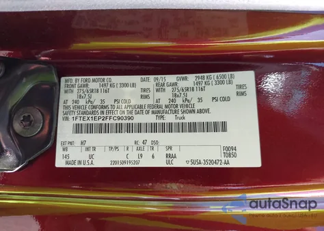 2015 Ford F-150 Xlt from USA, damaged, VIN 1FTEX1EP2FFC90390